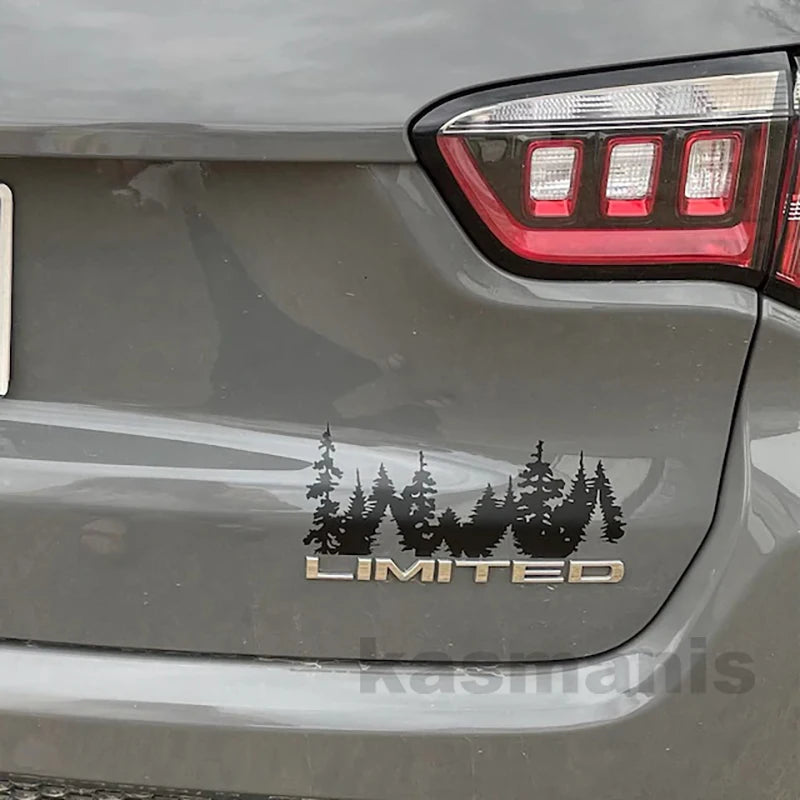 Mountain Forest Trees Vinyl Sticker Decal | Nature Adventure Wall Art for Car Laptop lifestyle view