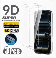 3Pcs Tempered Glass for iPhone 14 13 12 11 15 16 17 Pro Max Mini Screen Protectors for iPhone Air XR XS MAX 7 8 Plus 16e Glass