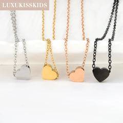 LUXUKISSKIDS Fashion Collier Simple Heart Girls Pendant Necklace Small Love Shape Stainless Steel He