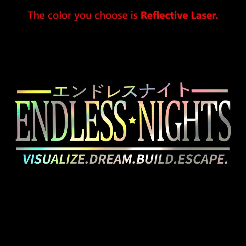 Endless Nights Japanese Vinyl Sticker | JDM Drift Stance Anime Decal for Car Window additional angle