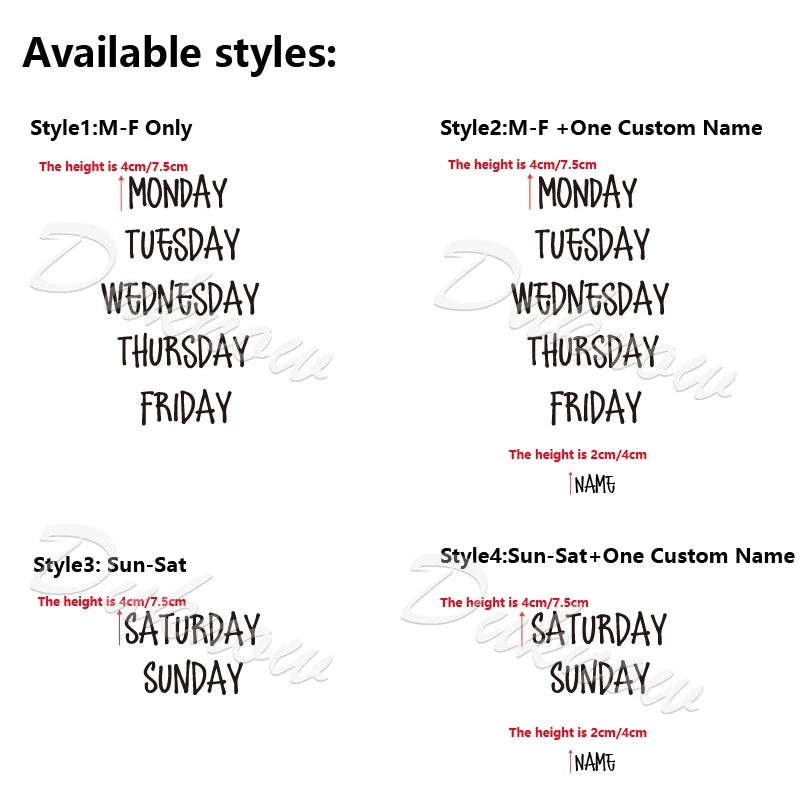 Days of the Week Labels | Personalized Vinyl Decals for Drawer and Storage Organizati alternate view