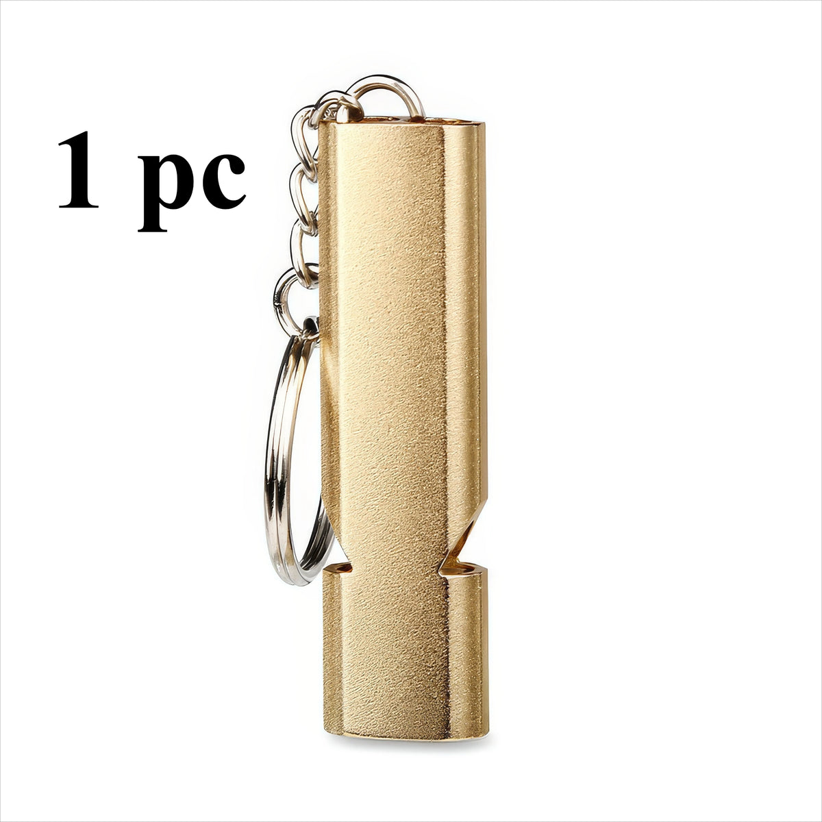 1 Gold Survival Whistle Keychain | Dual Tube Outdoor Rescue Whistle alternate view