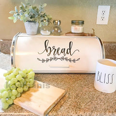 Farmhouse Bread Box Sticker | Kitchen Pantry Label Decal detail view
