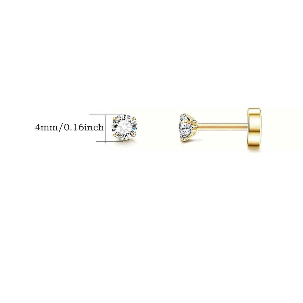 Back Tragus Round Clear Cubic Zirconia Piercing Earrings Jewelry alternate view
