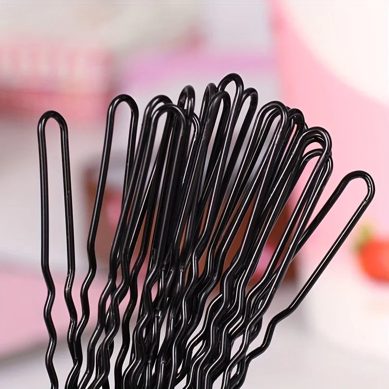 50pcs Solid Color U-shaped Hair Pins, Bridal Hairstyle Accessories Bun Holder For Wedding Veil, Secure Grip Hair Clips For Updos