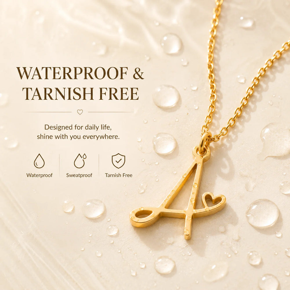 Dainty Heart Initial Necklace for Women, Gold Plated A-Z Letter Pendant, Waterproof S lifestyle view