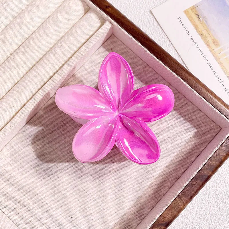 1/6/12pcs Sweet Gradient Colorful Flower Acrylic Hair Claw Clip Women Hairpin Summe additional angle