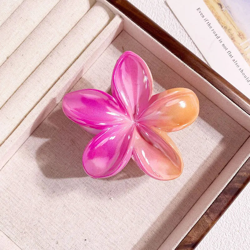 1/6/12pcs Sweet Gradient Colorful Flower Acrylic Hair Claw Clip Women Hairpin Summer lifestyle view