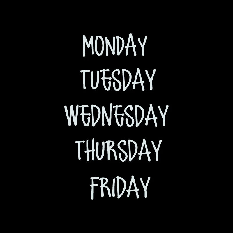 Days of the Week Labels | Personalized Vinyl Decals for Drawer and Storage Organizatio close-up view