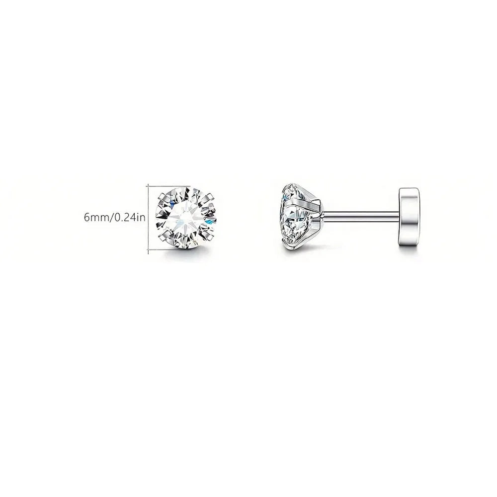 Back Tragus Round Clear Cubic Zirconia Piercing Earrings Jewelry detail view