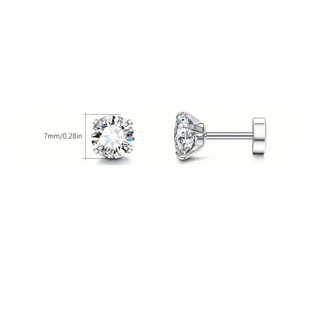 Back Tragus Round Clear Cubic Zirconia Piercing Earrings Jewelry lifestyle view