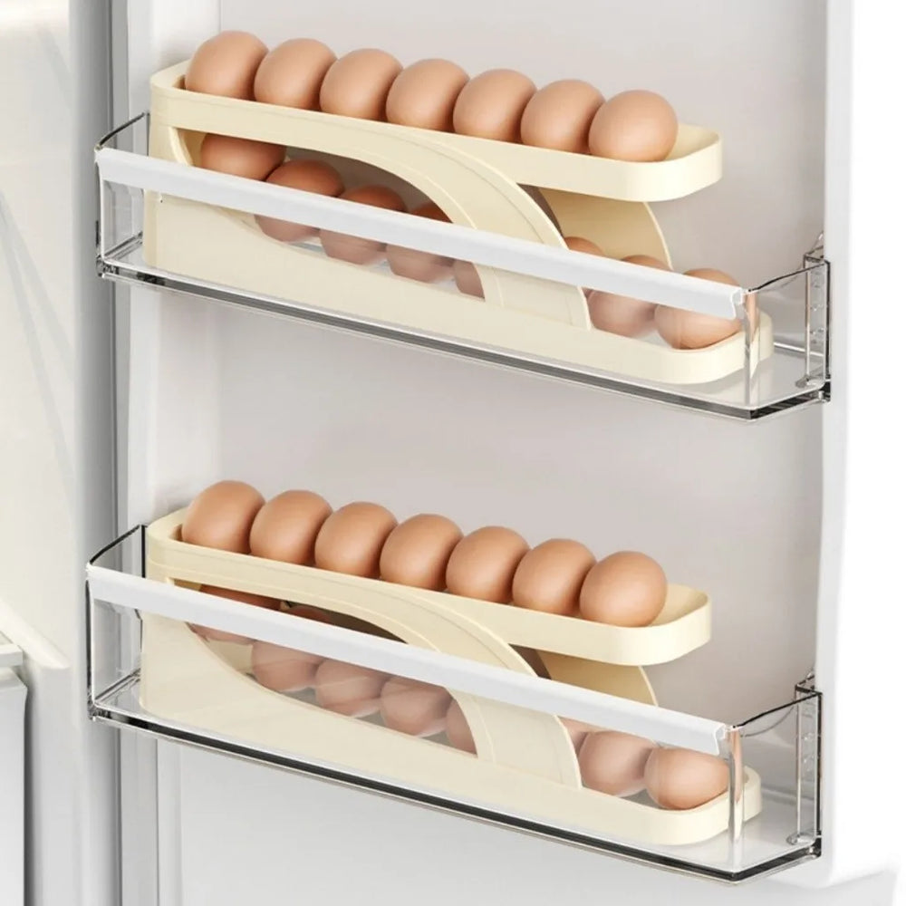 2 Floors Automatic Egg Dispenser For Countertop Cooler Kitchen Organizer close-up view