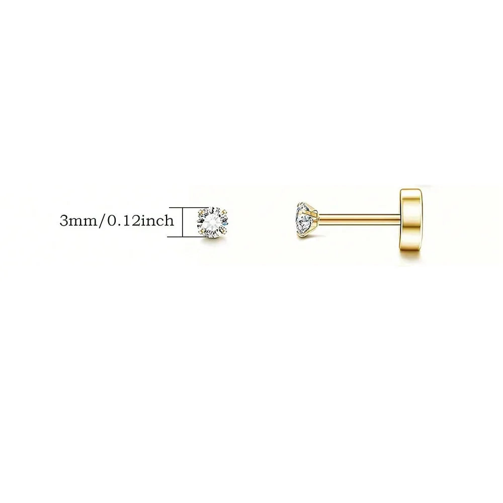 Back Tragus Round Clear Cubic Zirconia Piercing Earrings Jewelry close-up view