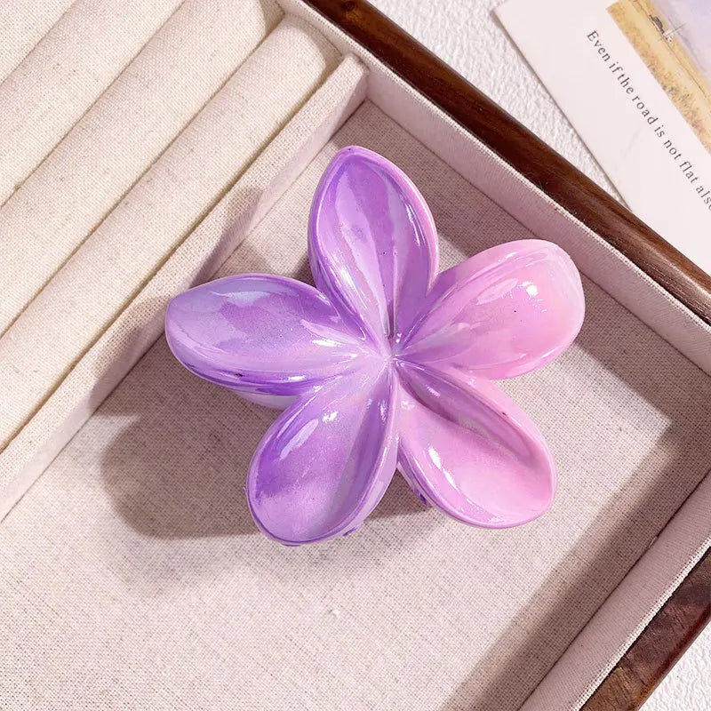 1/6/12pcs Sweet Gradient Colorful Flower Acrylic Hair Claw Clip Women Hairpin Summer Bea detail view