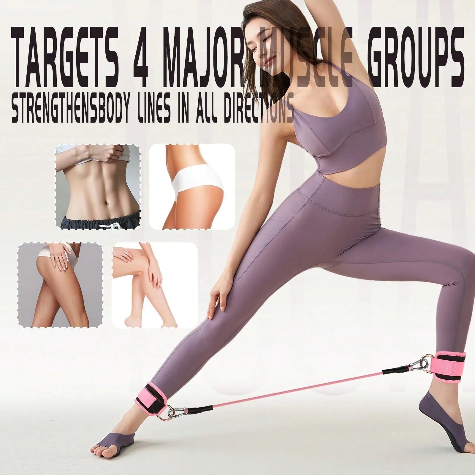 3 Piece Natural Latex Yoga Resistance Bands | Hip and Leg Shaping Trainer with Ankle S close-up view