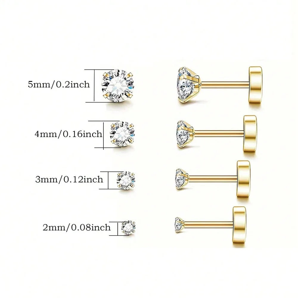 Back Tragus Round Clear Cubic Zirconia Piercing Earrings Jewelry close-up view