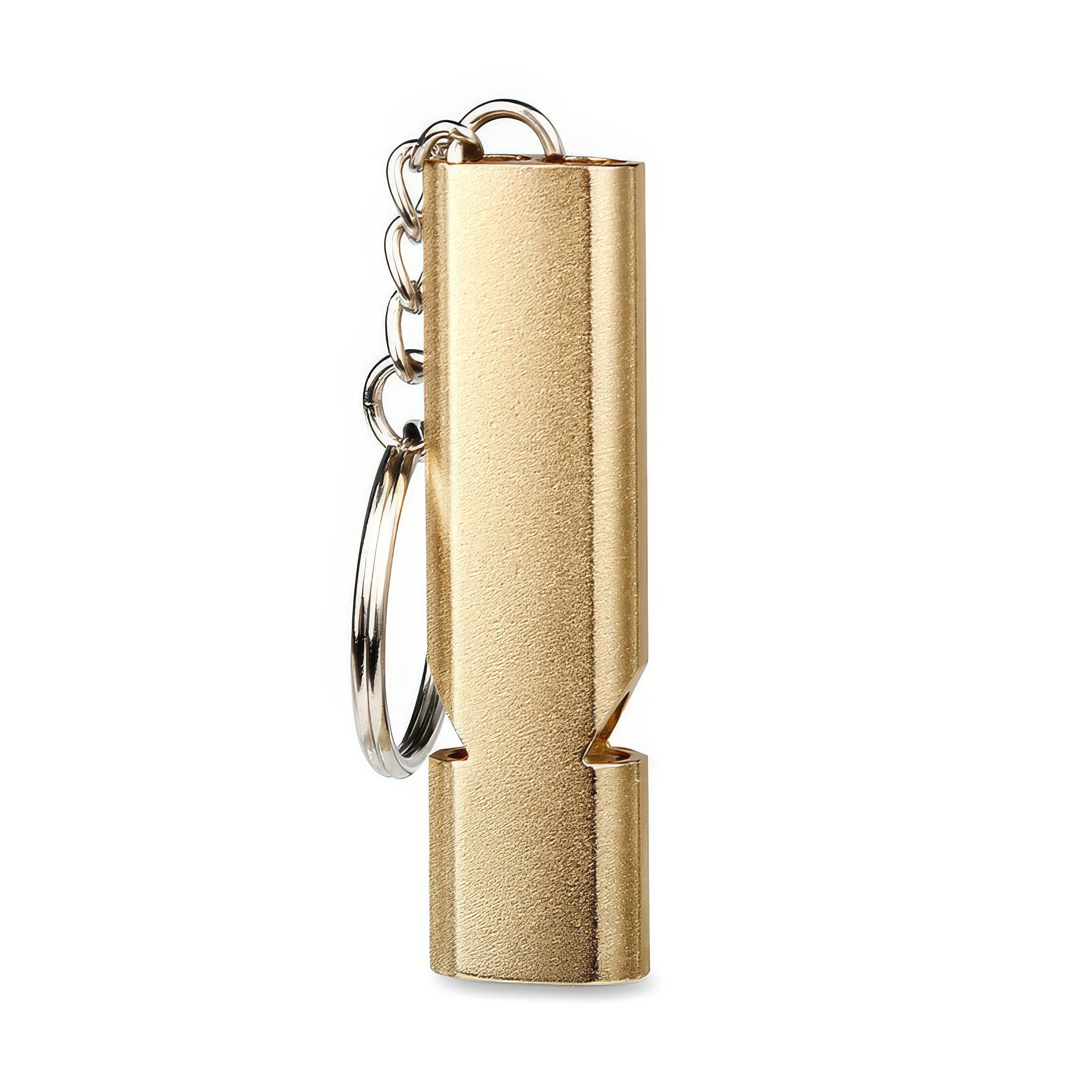 1 Gold Survival Whistle Keychain | Dual Tube Outdoor Rescue Whistle additional angle