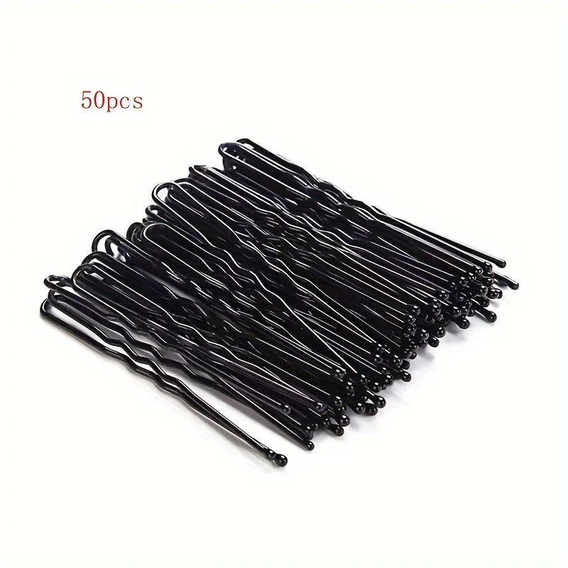 50pcs Solid Color U-shaped Hair Pins, Bridal Hairstyle Accessories Bun Holder For Wedding Veil, Secure Grip Hair Clips For Updos