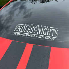 Endless Nights Japanese Vinyl Sticker | JDM Drift Stance Anime Decal for Car Window B alternate view