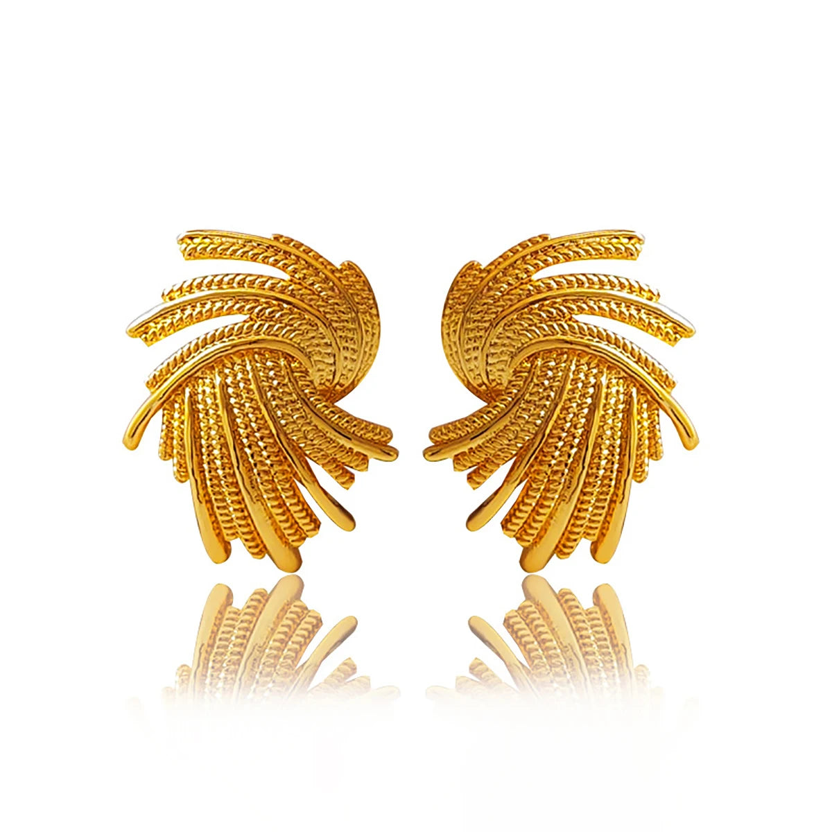 Geometric Gold Drop Earrings Zinc Alloy