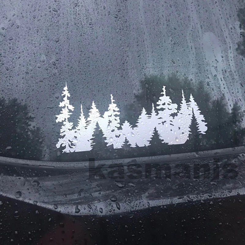 Mountain Forest Trees Vinyl Sticker Decal | Nature Adventure Wall Art for Car Laptop Win detail view