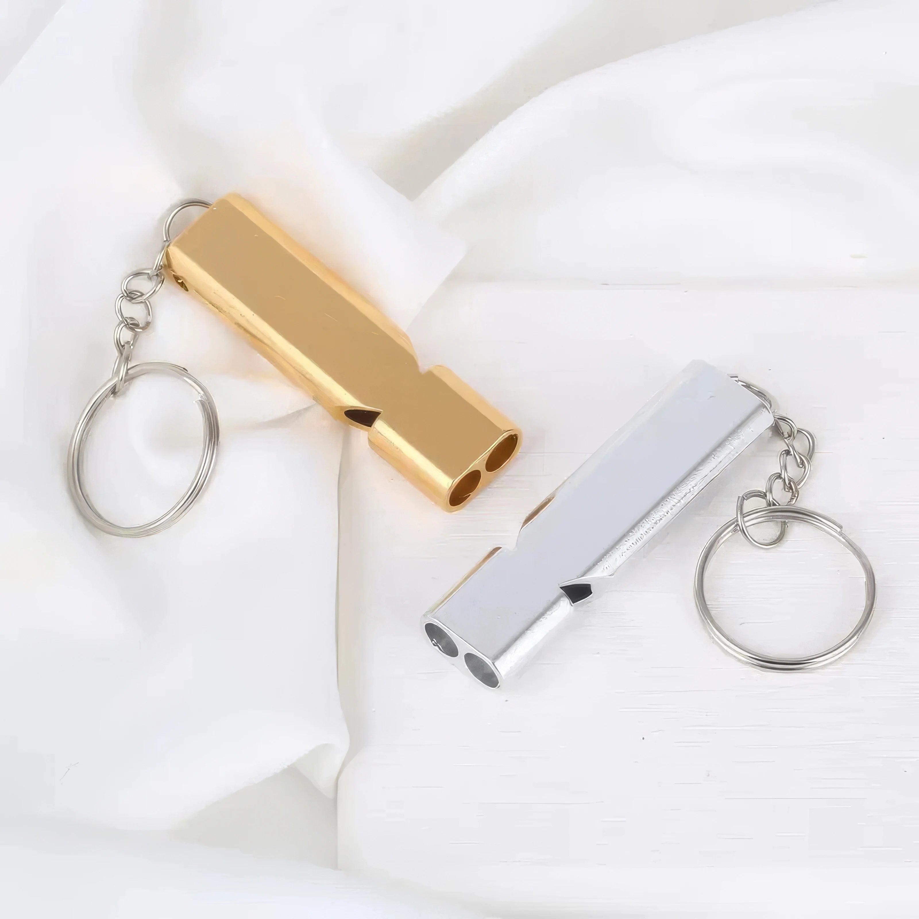 1 Gold Survival Whistle Keychain | Dual Tube Outdoor Rescue Whistle alternate view