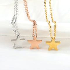 LUXUKISSKIDS Fashion Classic Small Star Pendant Necklace Smooth Mental Tiny Stars Clavicle Choker for Girls/Woman Steel Jewelry