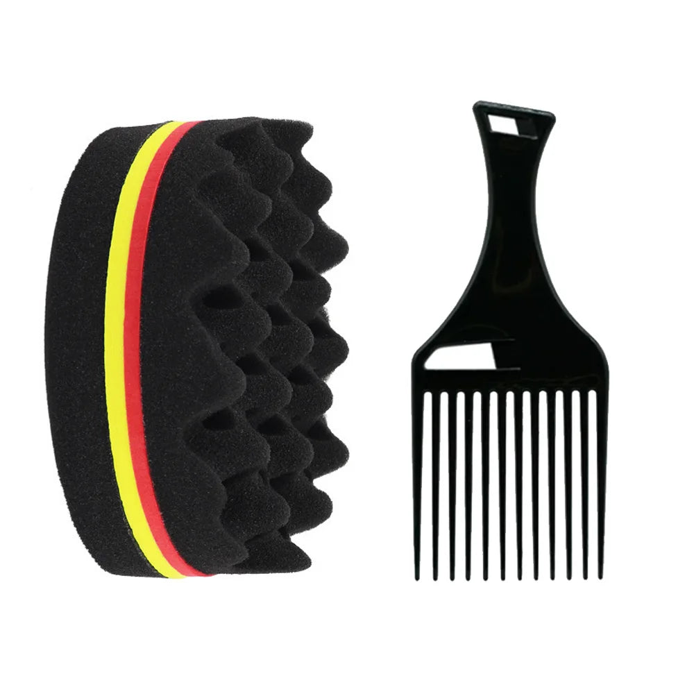 Oval Double-Sided Magic Twisted Hairbrush Sponge Brush For Natural Afro Coil Wave D additional angle
