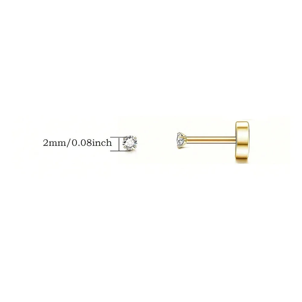 Back Tragus Round Clear Cubic Zirconia Piercing Earrings Jewelry close-up view