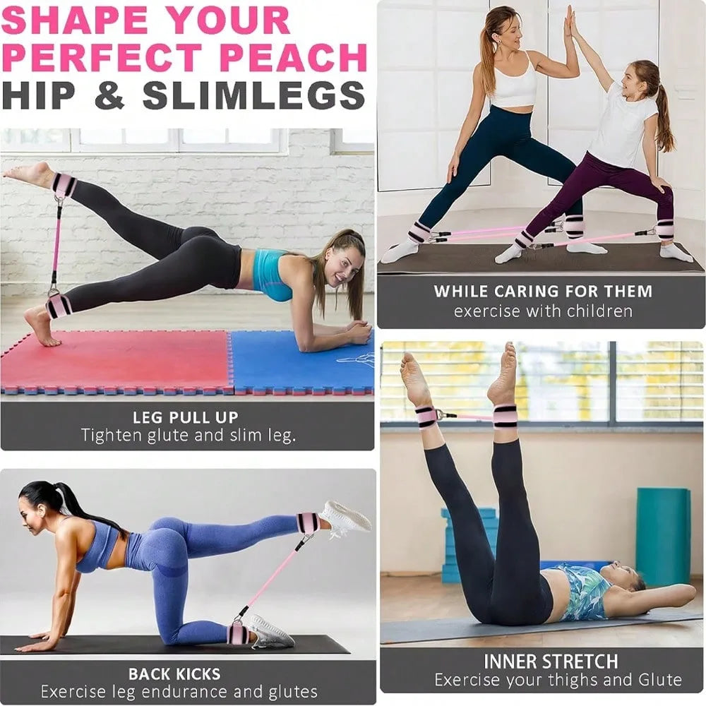 3 Piece Natural Latex Yoga Resistance Bands | Hip and Leg Shaping Trainer with Ankle Str detail view