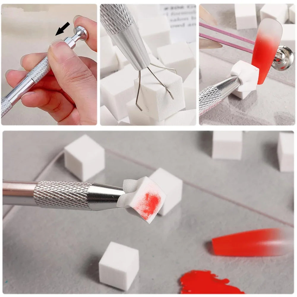 100pcs Gradient Sponge Brush Nail Art Sponge Set for DIY Nail Art Gel Polish Brush additional angle