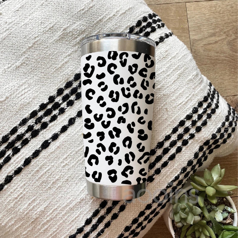 Leopard Pattern Full Wrap Vinyl Sticker for 24 oz Cold Cup | Cheetah Coffee Cup Dec additional angle