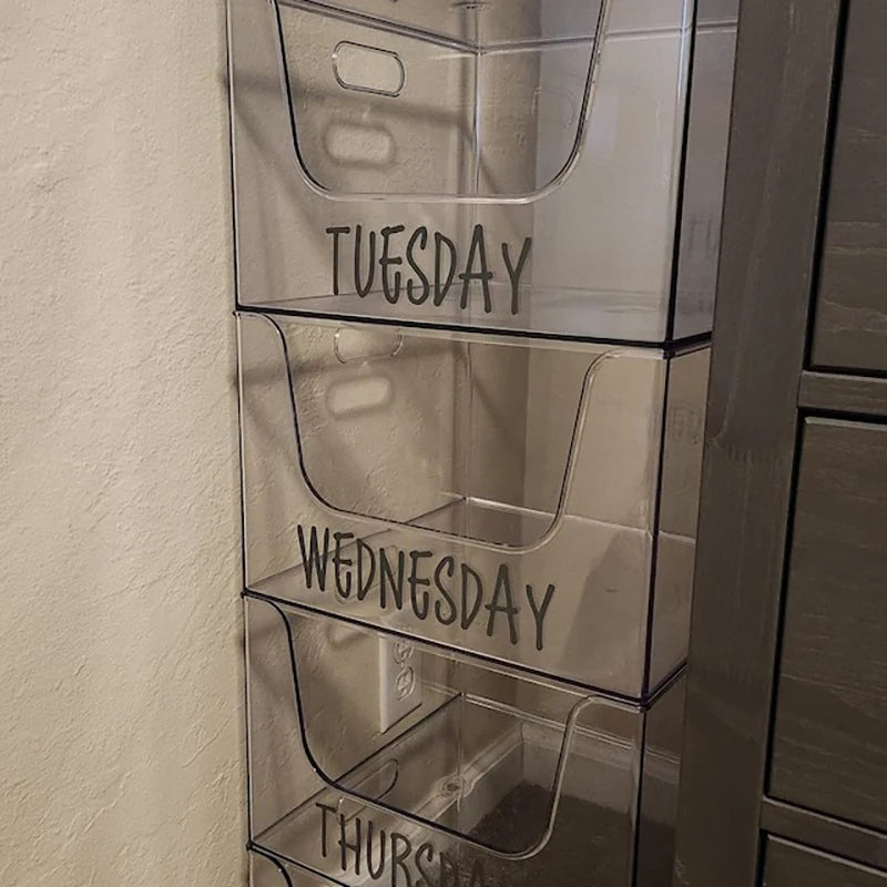 Days of the Week Labels | Personalized Vinyl Decals for Drawer and Storage Organization detail view