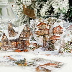 Mountain River Landscape Diorama Stickers | 60pcs Scenic Decals for Journal Scrapbooki close-up view