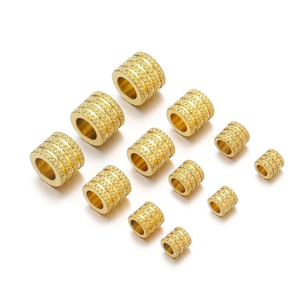 10Pcs Stainless Steel Big Hole Spacer Beads | DIY Jewelry Findings for Bracelets and N close-up view