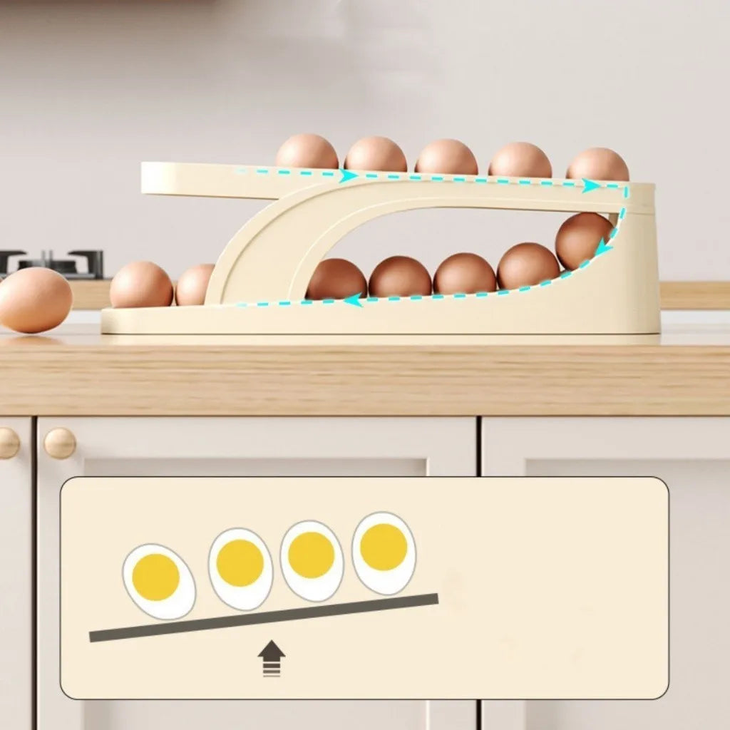 2 Floors Automatic Egg Dispenser For Countertop Cooler Kitchen Organizer detail view