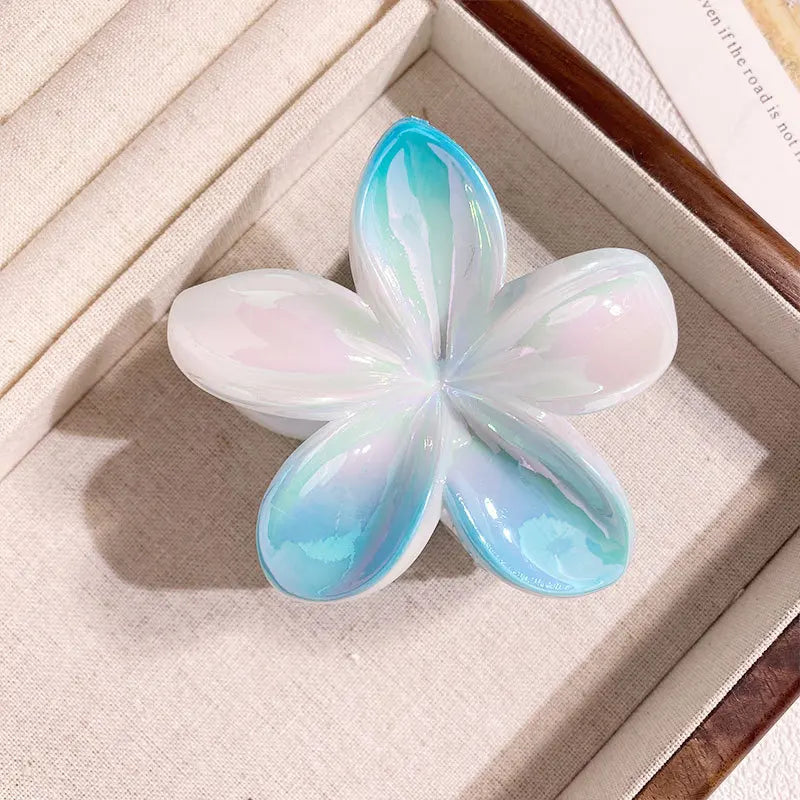 1/6/12pcs Sweet Gradient Colorful Flower Acrylic Hair Claw Clip Women Hairpin Summer B close-up view
