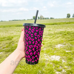 Leopard Pattern Full Wrap Vinyl Sticker for 24 oz Cold Cup | Cheetah Coffee Cup Decal alternate view
