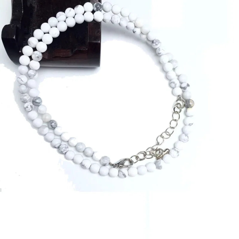 4mm Natural Stone Beaded Necklace and Bracelet Set | Tiger Eye Tourmaline Amazonite Ag close-up view