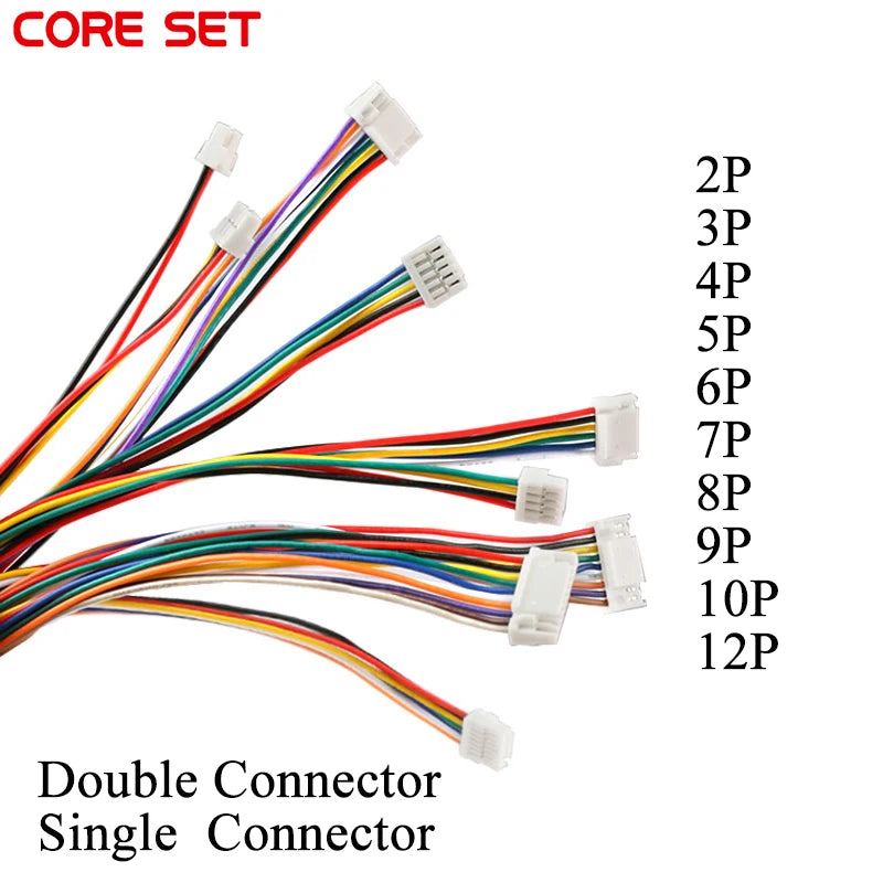 10Pcs GH1.25 2P/3P/4P/5P/6 Pin JST GH Series 1.25 Male Plug Connector With Wire 15CM 1007 28 AWG Single/Double Connector 1.25MM