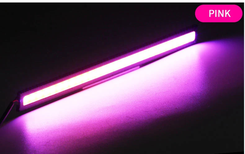 4x Universal Vehicle LED Strip 17CM COB Car DRL Daytime Running Light | Waterproof 12V close-up view
