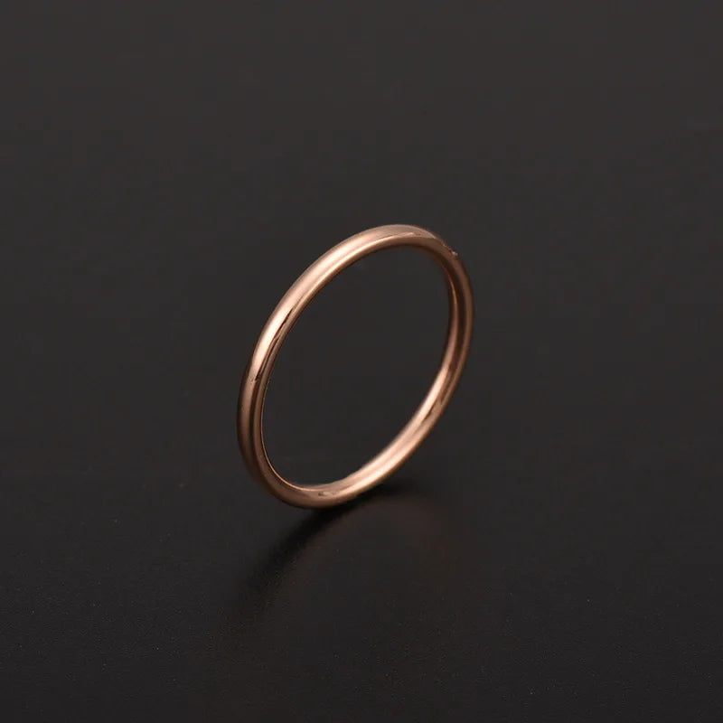 316 Stainless Steel Rounded Thin Rings Women Girls Small Circle Ring Jewelry 1.5mm Rose Gold Silver Color Size 4 5 6 7 8 9 10 11
