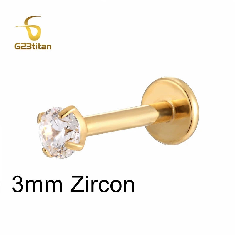 Labret Lip Stud 16G | Titanium CZ Piercing Jewelry for Sensitive Skin lifestyle view