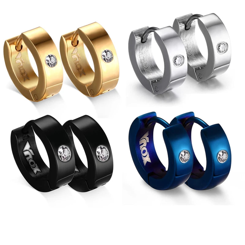 Rock Punk Huggie Earrings | Stainless Steel Unique Small Hoop Earrings for Men and Women detail view