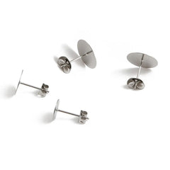 50pcs Stainless Steel 3 4 5 6 8 10 12mm Stud Pin Earring Base Earring Settings DIY Fo alternate view