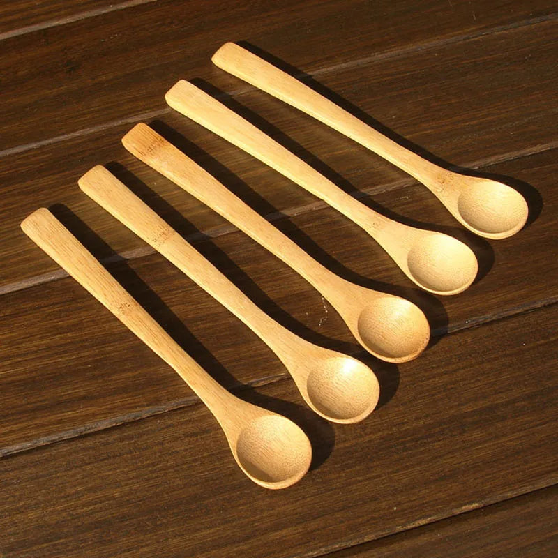 10 Piece Wooden Honey Spoon Set | Eco Friendly Bamboo Kitchen Condiment Scoop additional angle