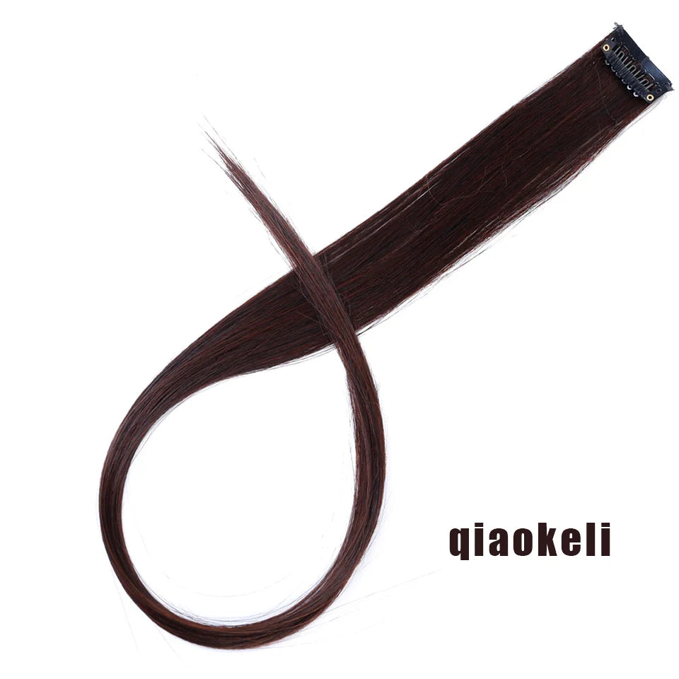 Clip In Rainbow Highlight Hair Extensions | Pink Synthetic Hair Strands additional angle