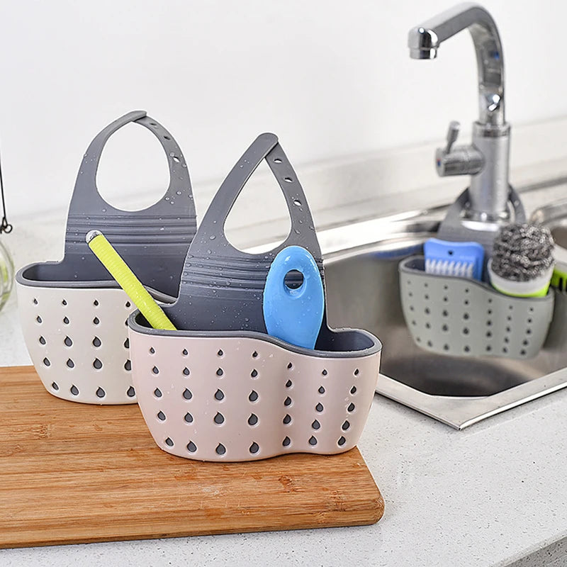 Kitchen Sink Holder Hanging Drain Basket Adjustable Soap Sponge Shelf Organizer Bathr alternate view