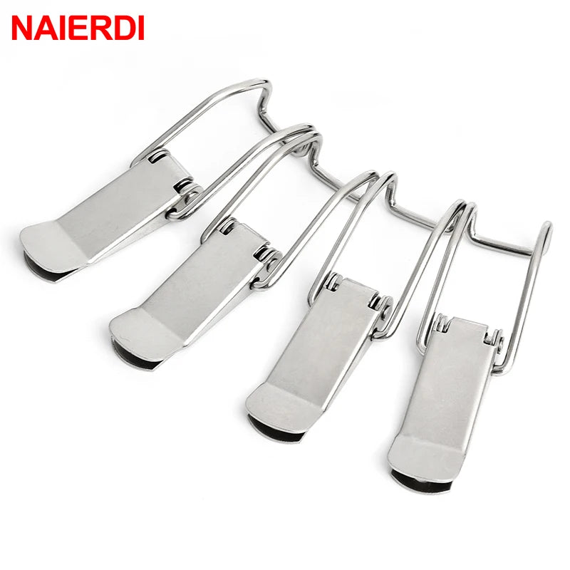 4PC NAIERDI-J105 Cabinet Box Locks Spring Loaded Latch Catch Toggle 27*63 Iron Hasp additional angle