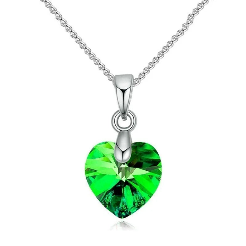 Heart Necklaces Pendant Crystals for Women Girls Gift Silver Chain Girl Jewelry lifestyle view
